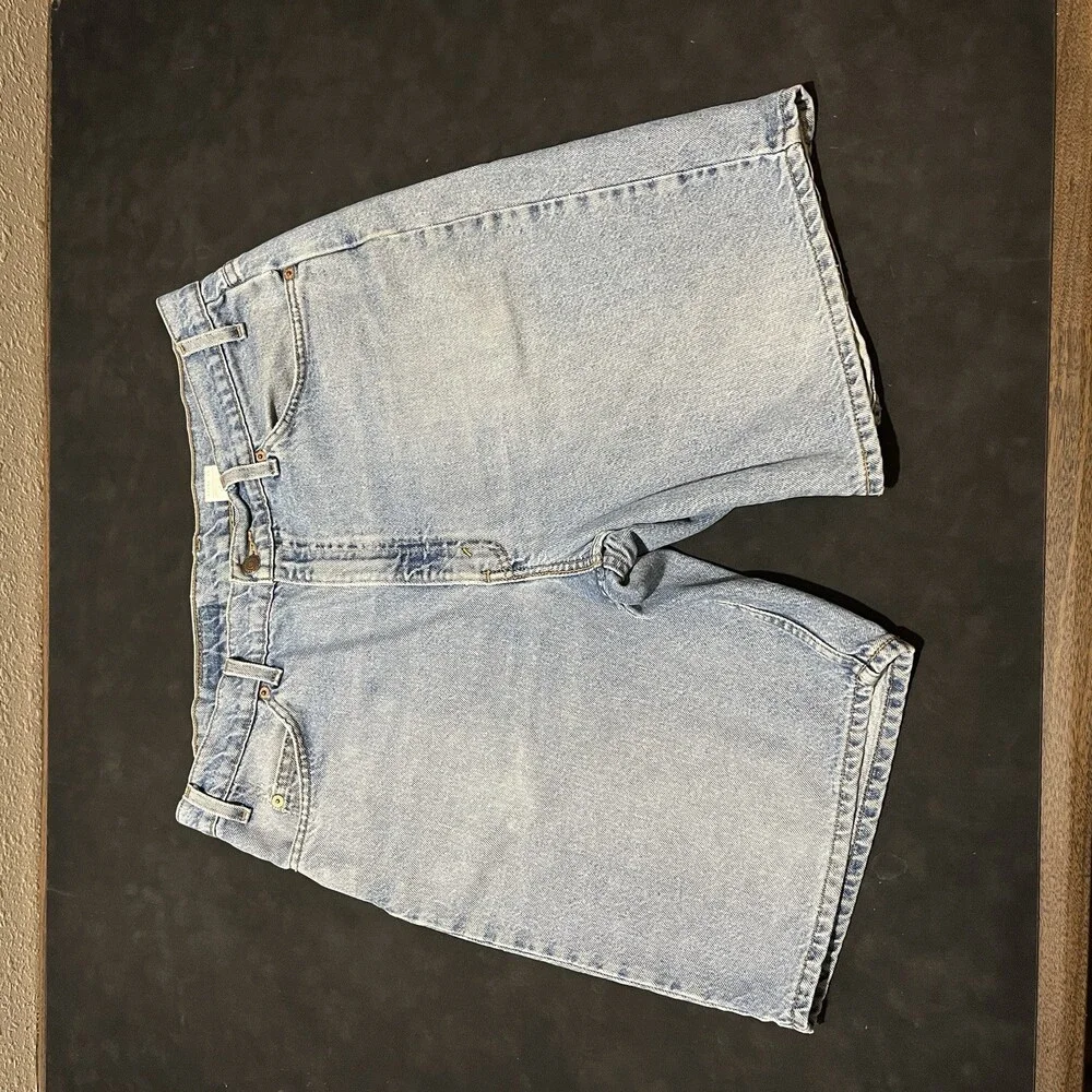 Vintage Levi’s 560 Wide Leg Orange Tab Denim Jean Shorts Jorts Mens 38 1990s